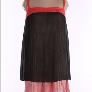 NWT Wendell Rodricks Red and Black Sleeveless Ribbed Grunge Slip Mini Dress
